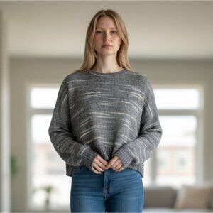 ana Womens 2x Gray Staccato Striped Knit Sweater Plus Size New with Tags